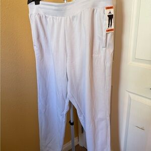 Adidas Woman’s White Sweatpants Relaxed Fit Joggers